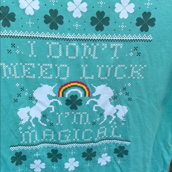 NWT Way To Celebrate! St Patrick’s Day I Don’t Need Luck I’m Magical Unicorn Tee - Picture 8 of 11